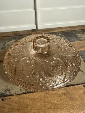Vintage Bowl Pink Depression Glass Candy Trinket Dish Lid KIG Malaysia Vanity